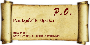 Pastyák Opika névjegykártya